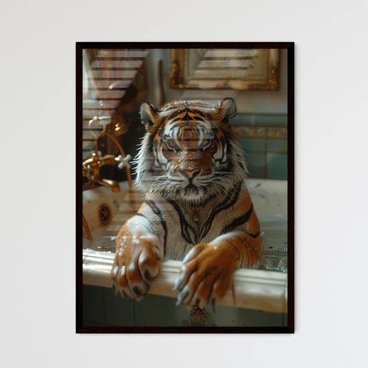 Whimsical Transgressive Art of a Tiger in a Bathtub, Storybook Illustration, HD, Ambient Occlusion Default Title