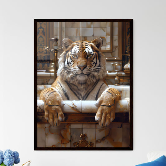 Surreal Whimsical Tiger in Bathtub Painting, Transgressive Art for Behance, Ambient Occlusion Default Title