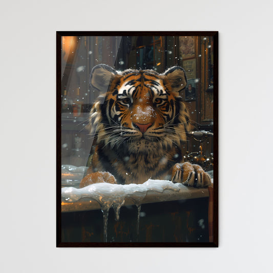 Whimsical Tiger Soaking in a Bathtub: Transgressive Storybook Illustration with Vibrant Colors and Ambient Occlusion Default Title