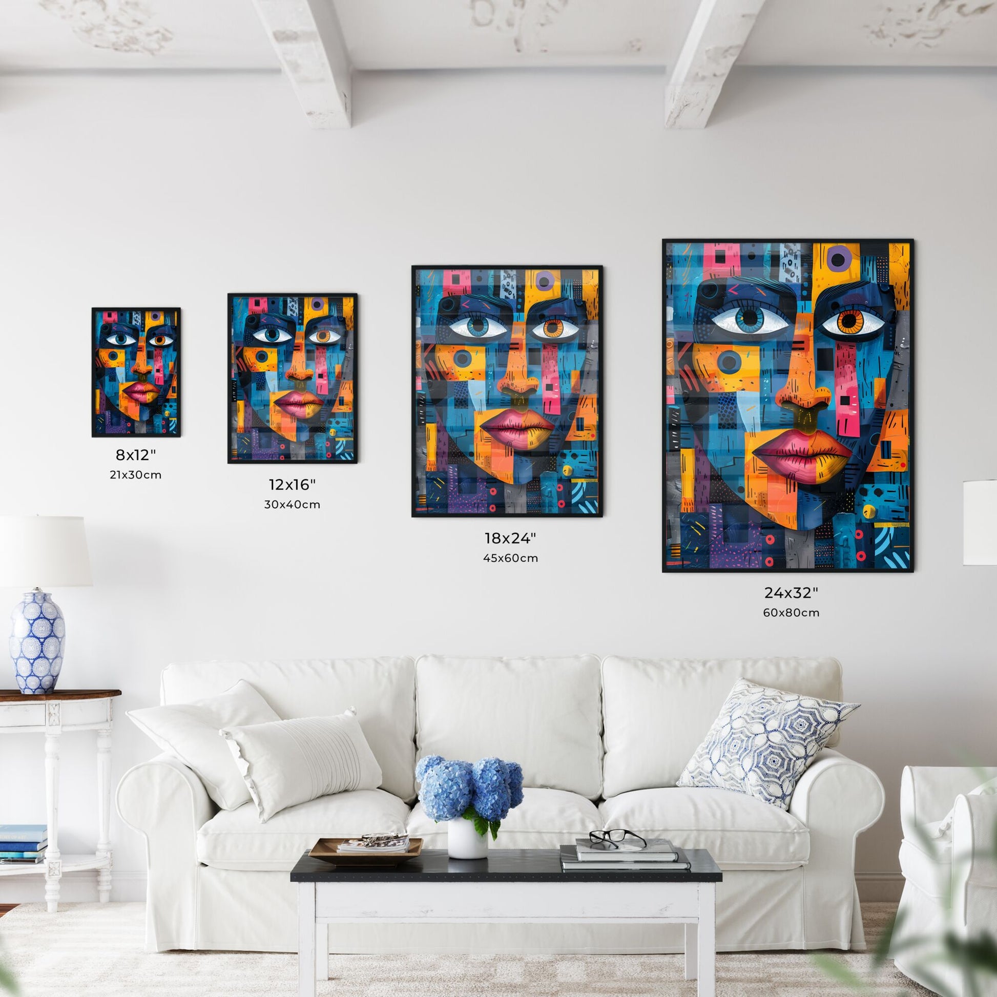 Vibrant Pastel African Art: Colorful Face on Urban Wall Featuring Abstract Patterns and Human Forms Default Title