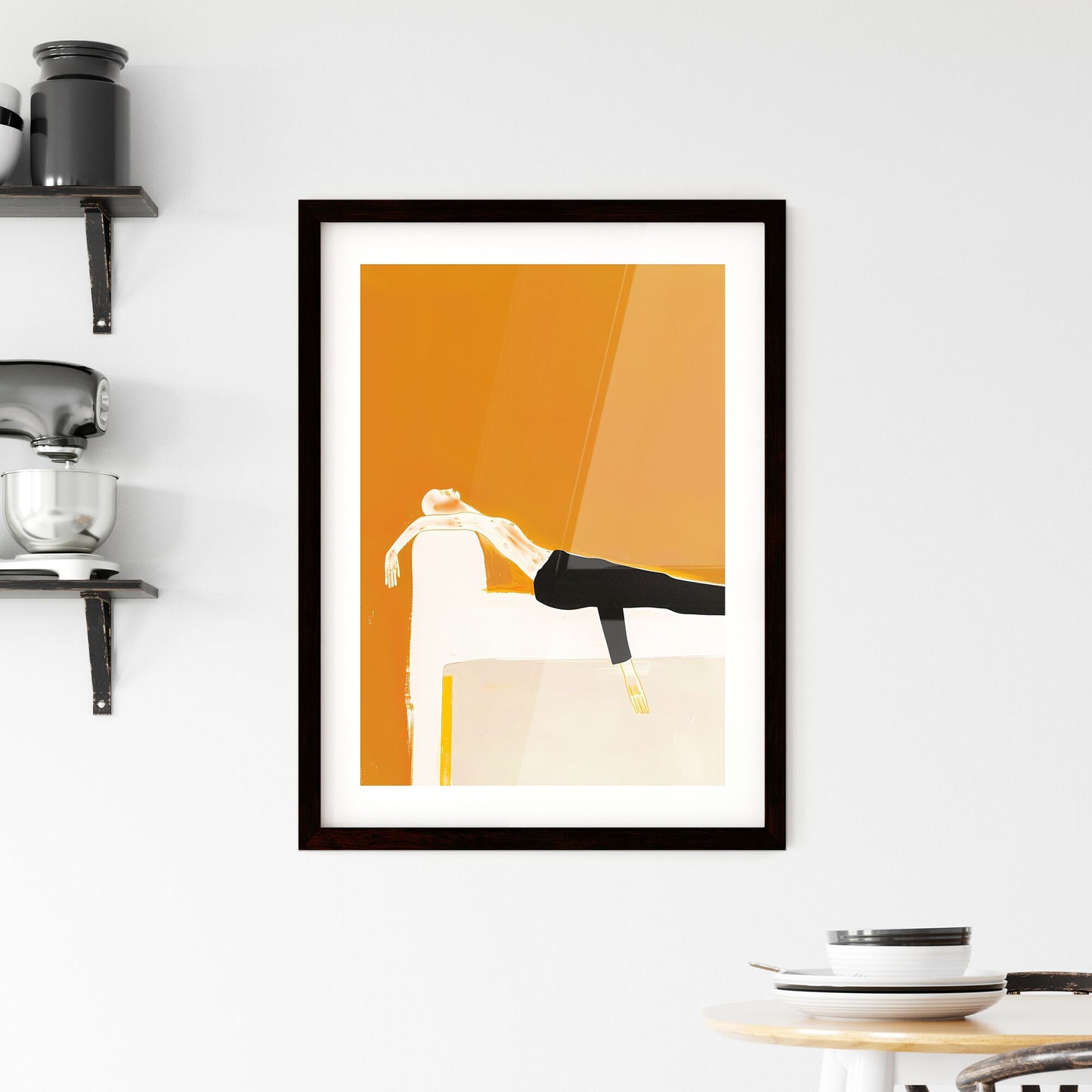 Vibrant Minimalistic Fine Art Print of a Person on a Couch: The Impression of Entrapment Default Title