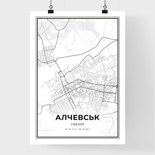 Alchevsk Ukraine - Premium City Map Poster