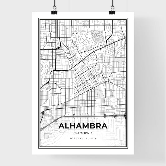 Alhambra California - Premium City Map Poster