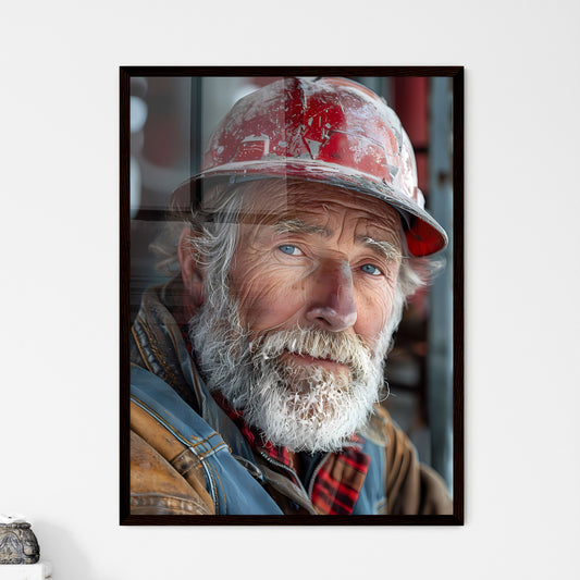 Artful Oil Painting: Rugged American Man in Hard Hat with Depth of Field Default Title