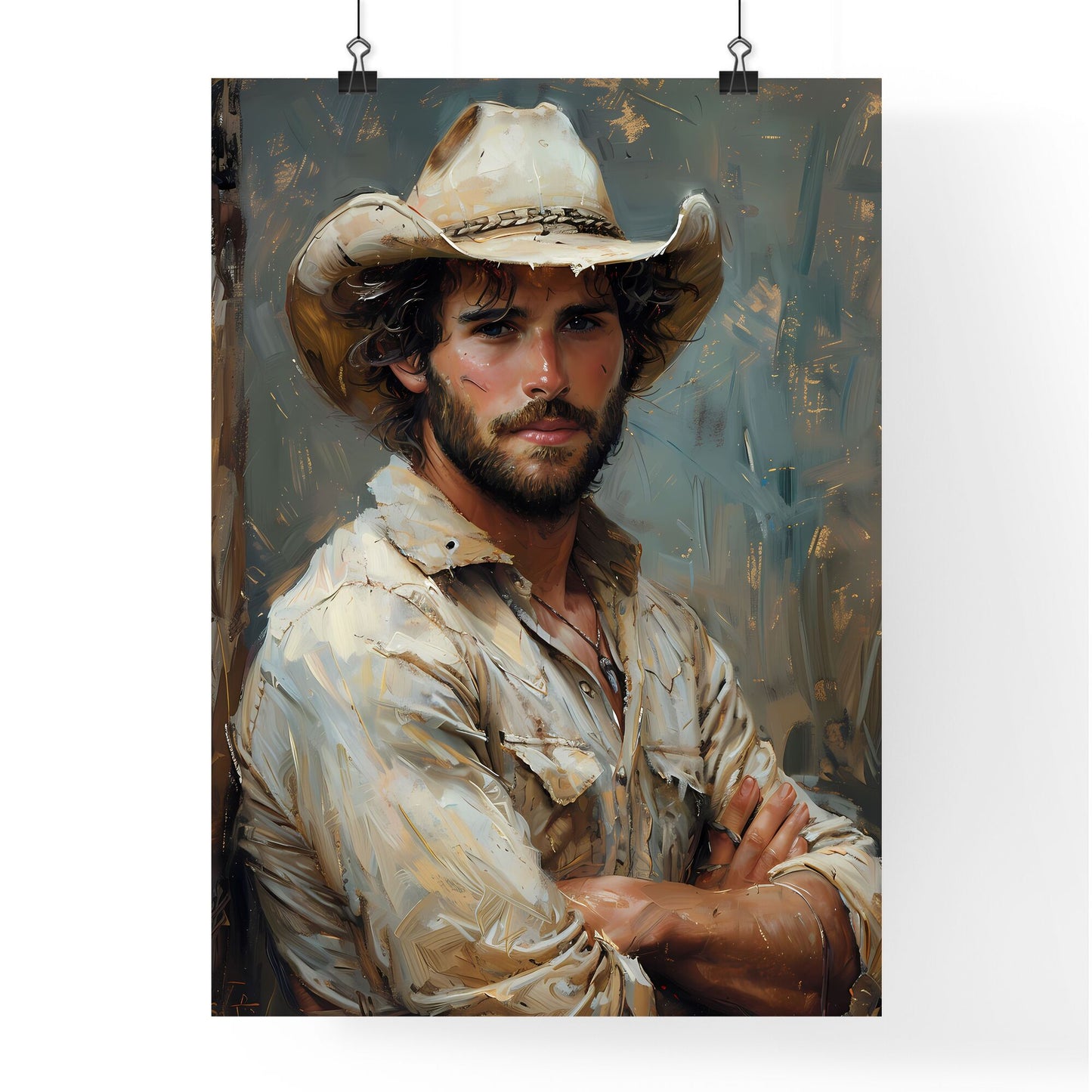 Vibrant Painting: American Cowboy, Rugged Individualism, Depth of Field, Western Art Default Title