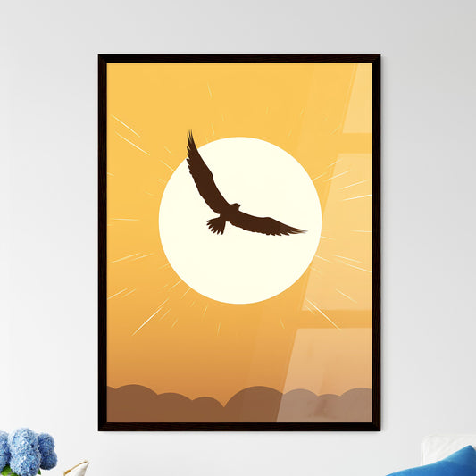 Artistic Eagle Soars Over Orange Sun in Vibrant Sky Painting Default Title