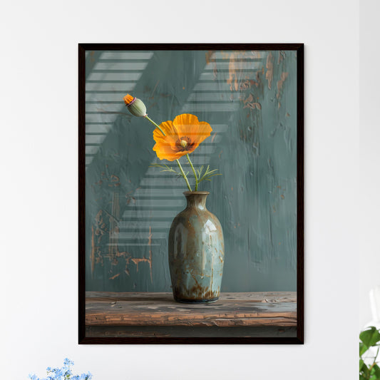 Vibrant, Abstract, Flower, Painting, Yellow, Poppy, Vase, Table, Art Default Title