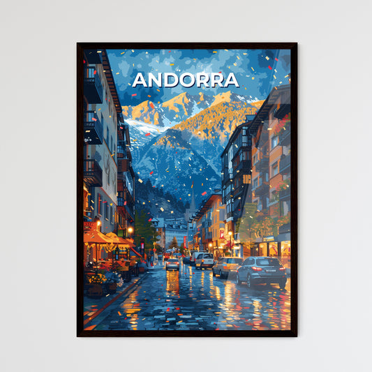 Vibrant Andorra Street Art with Mountain Panorama - Europe, Cityscape, Painting, Buildings