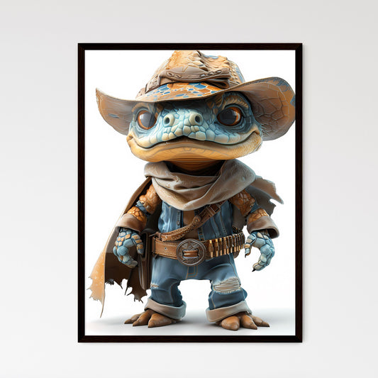 Anthropomorphic Alligator Cowboy Biker in Western Wear, Isolated on White, 3D Cartoon Character with Slight Aliasing, Vibrant Art, Painting Focus Default Title