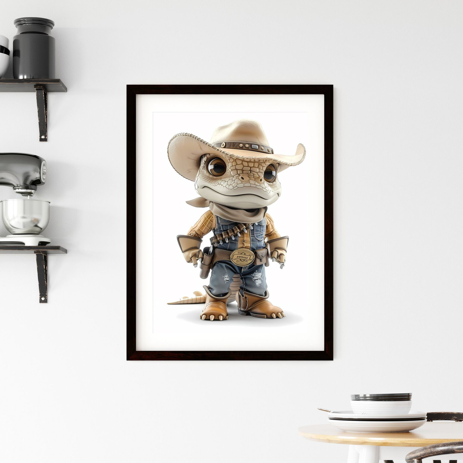 Anthropomorphic Alligator Cowboy Biker Cartoon Character, Isolated White Background, 3D Full-Body, Cowboy Hat and Boots, Vibrant Painting Default Title