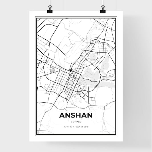 Anshan China - Premium City Map Poster