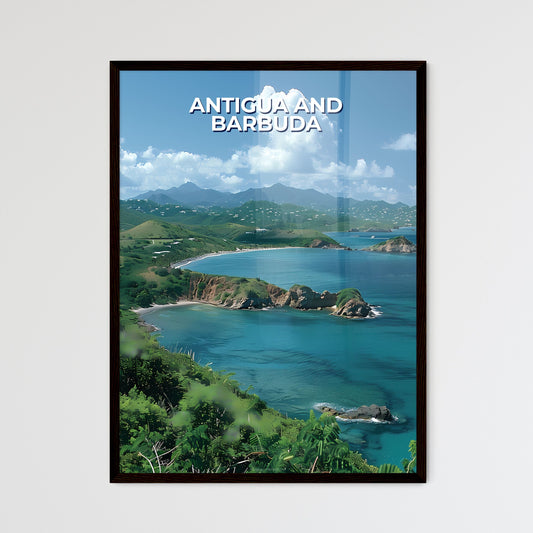 Vibrant Artistic Painting Featuring Antigua and Barbuda, North America Landscape with Water, Hills, and Land
