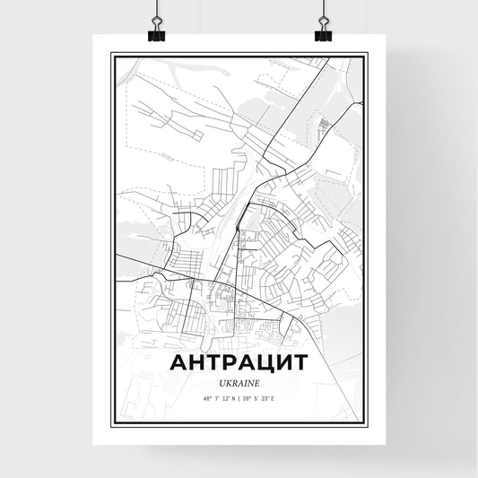 Antratsyt Ukraine - Premium City Map Poster