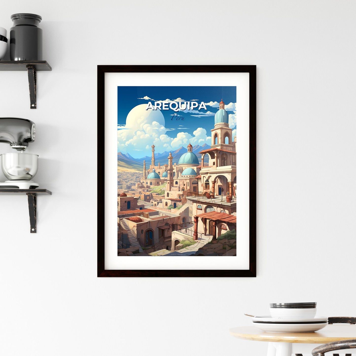 Artful City Skyline of Arequipa Peru with Azure Domes and Mountain Peaks Default Title