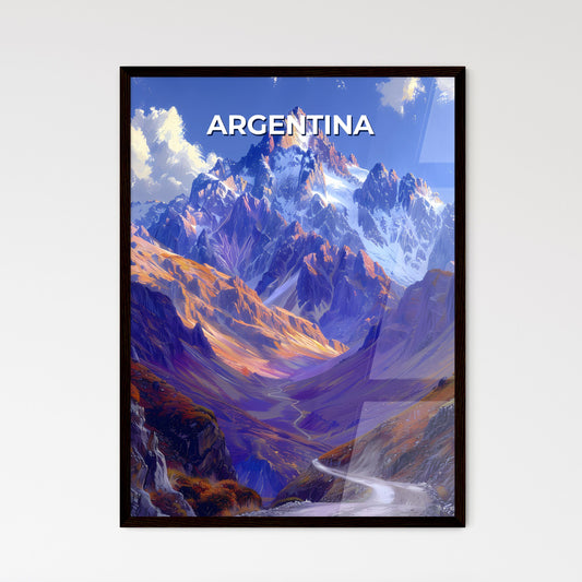 Vibrant Mountain Art: Painted Interpretation of Argentina's Snow-Capped Terrain