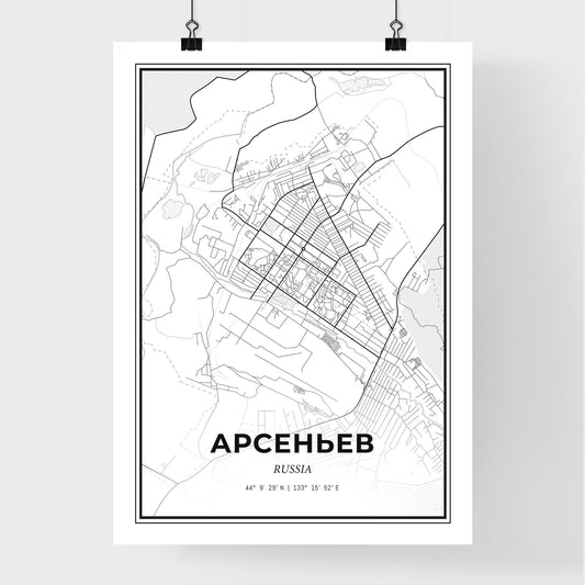 Arsenyev Russia - Premium City Map Poster