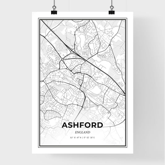 Ashford England - Premium City Map Poster