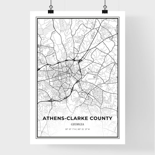 Athens-Clarke County Georgia - Premium City Map Poster