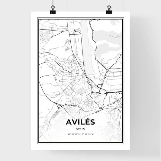 Avilés Spain - Premium City Map Poster