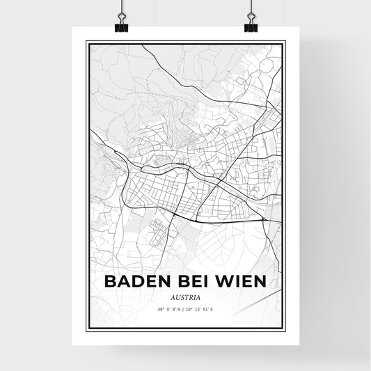 Baden bei Wien Austria - Premium City Map Poster
