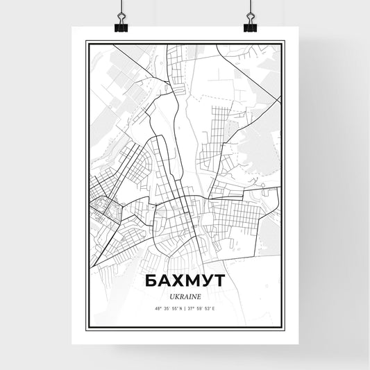 Bakhmut Ukraine - Premium City Map Poster