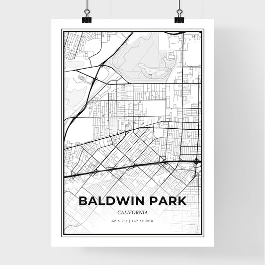 Baldwin Park California - Premium City Map Poster