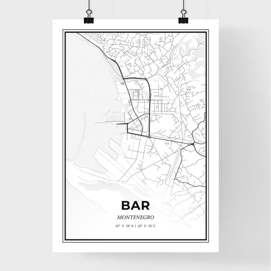 Bar Montenegro - Premium City Map Poster