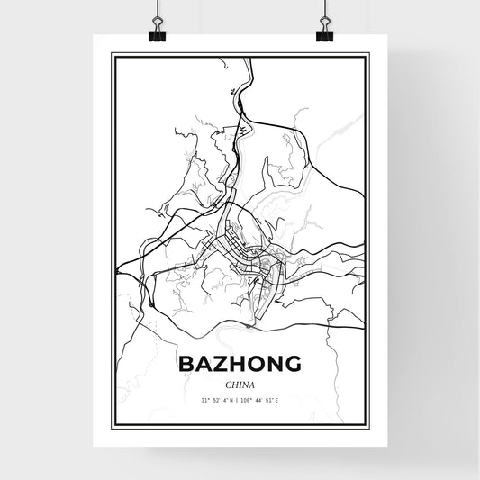 Bazhong China - Premium City Map Poster