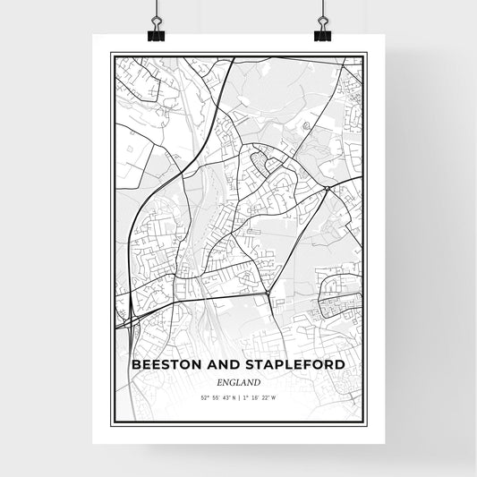 Beeston and Stapleford England - Premium City Map Poster