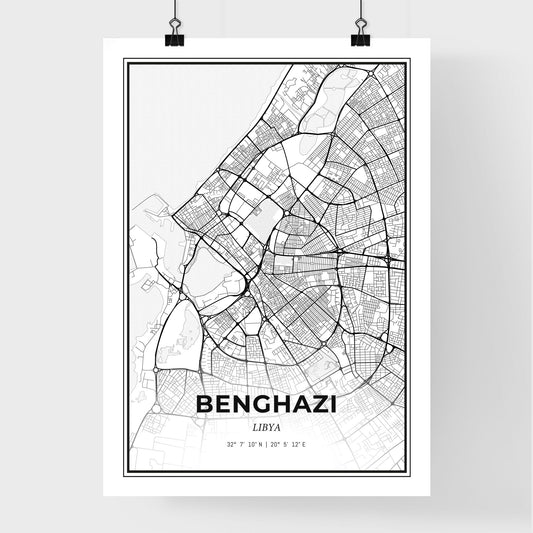 Benghazi Libya - Premium City Map Poster