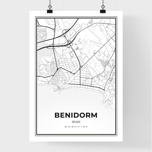 Benidorm Spain - Premium City Map Poster