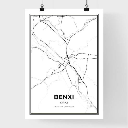 Benxi China - Premium City Map Poster