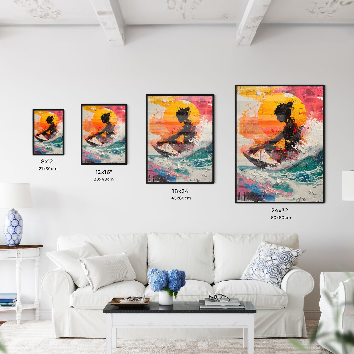 Birth of Venus Screen Print Trash Pop Art Painting Vibrant Surfing Woman Default Title
