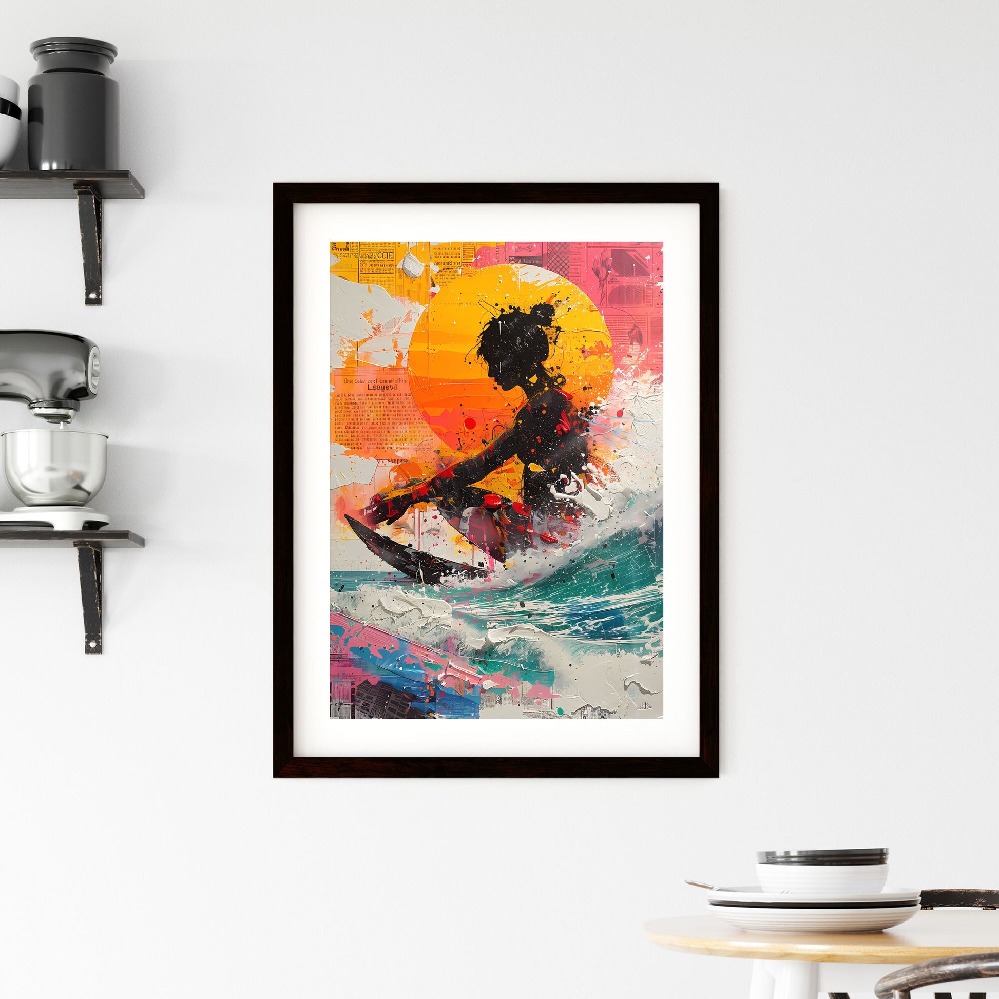 Birth of Venus Screen Print Trash Pop Art Painting Vibrant Surfing Woman Default Title