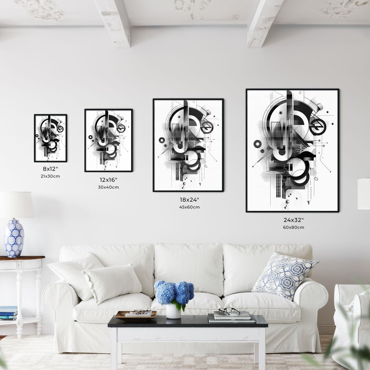 Buy bold printable bauhaus artwork - abstract in black and white with a focus on art Default Title