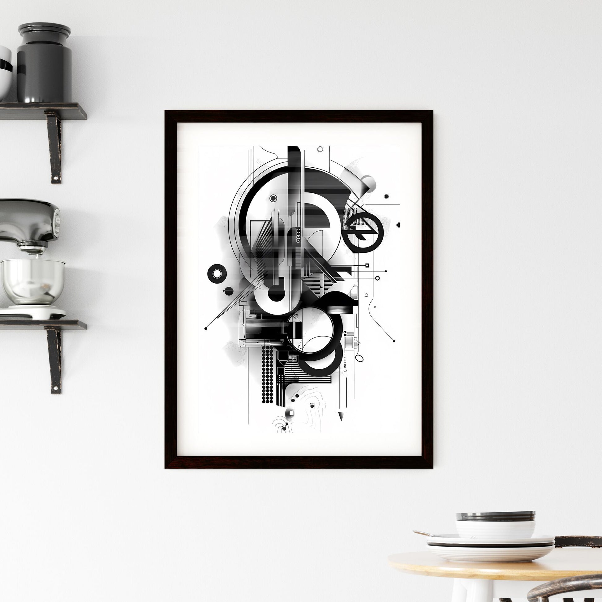 Buy bold printable bauhaus artwork - abstract in black and white with a focus on art Default Title