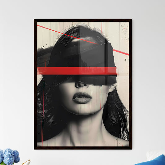 Abstract Modern Vibrant Portrait Painting Digital Collage Female Artwork Color Red Black Gray Default Title