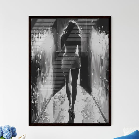 Mysteriously Elegant Monotone Femme Fatale in a Film Noir-Inspired Painting Default Title