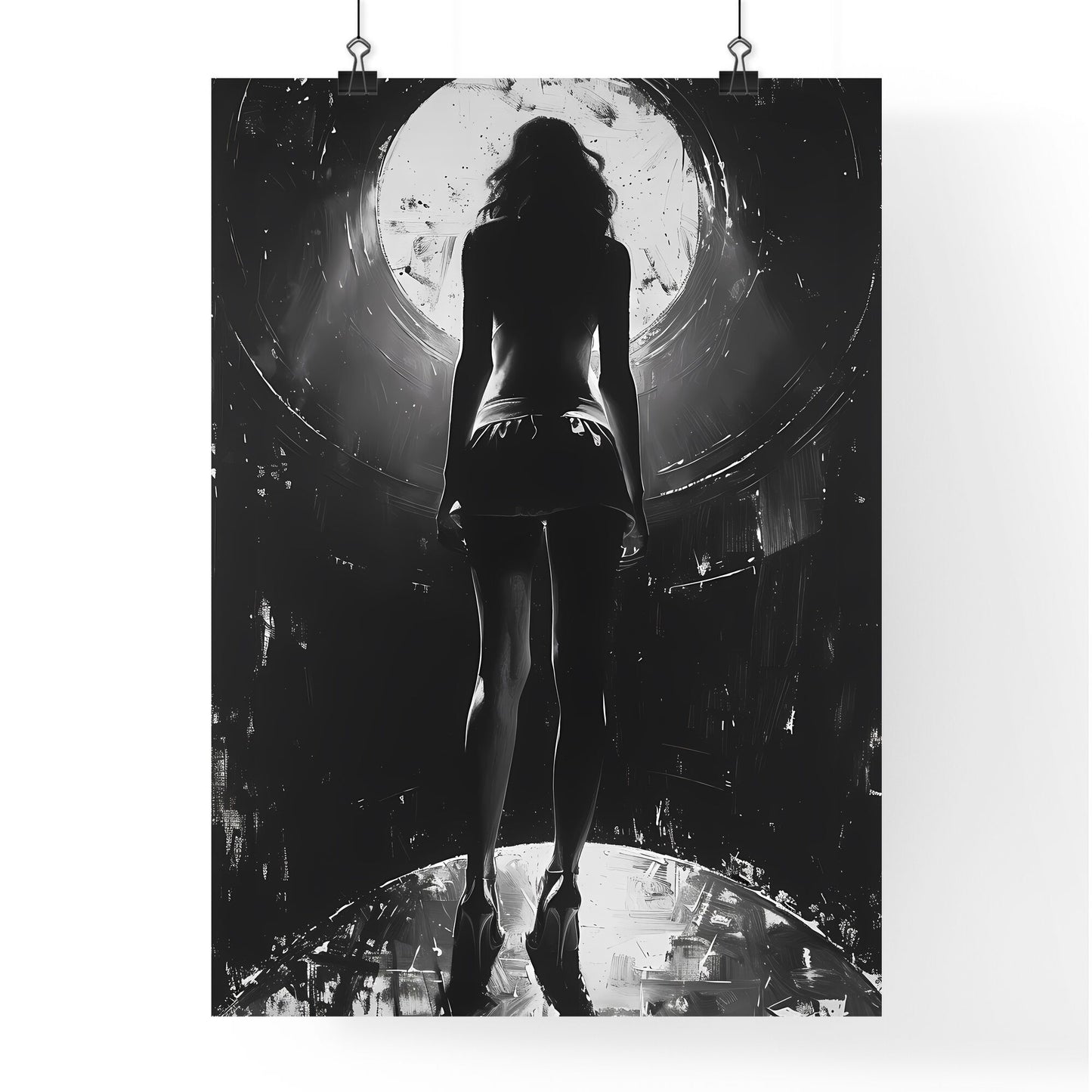Enigmatic Femme Fatale: Noir-inspired Techno Club Scene with Dreamy Volumetric Lighting, showcasing Opulent 1940s Elegance and Vibrant Artistry Default Title