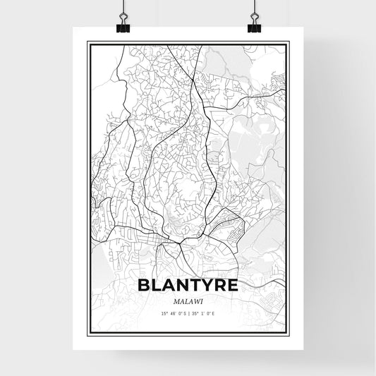 Blantyre Malawi - Premium City Map Poster