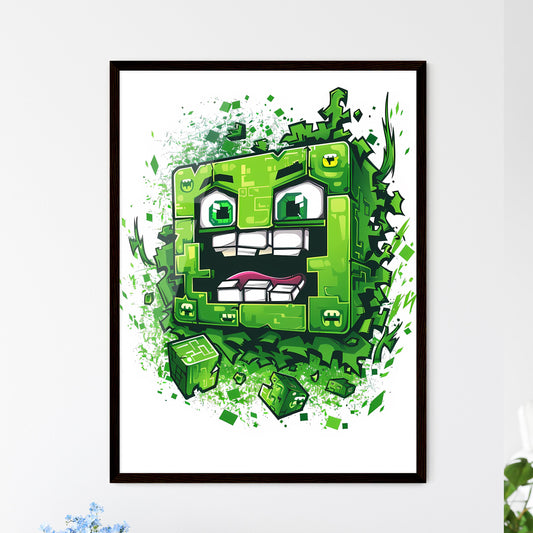 Surreal Cartoon Character Block to School Ozs Hombre T-Shirt Logo, Minecraft T-Shirt, New York School, Gadgetpunk, Future Tech, Chromatic, Animated Gifs, Creepypasta, Text-Based, Green Background Default Title