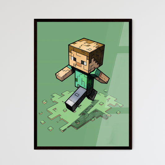 Pixelated Minecraft Character in Vibrant Green Environment: Animated GIF, Future Tech, New York School Art Default Title
