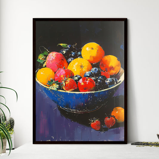 Vibrant Chalk Charcoal Glowing Bowl of Fruit Tabletop Art Default Title