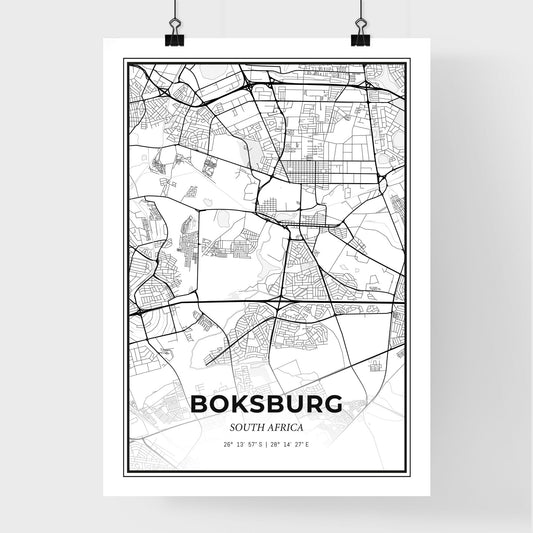 Boksburg South Africa - Premium City Map Poster