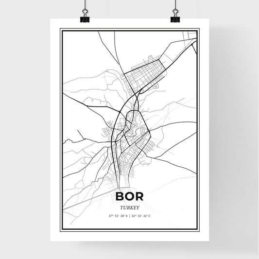Bor Turkey - Premium City Map Poster