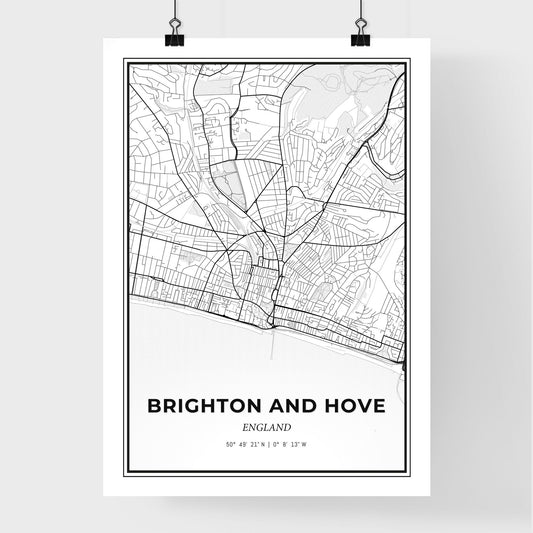 Brighton and Hove England - Premium City Map Poster