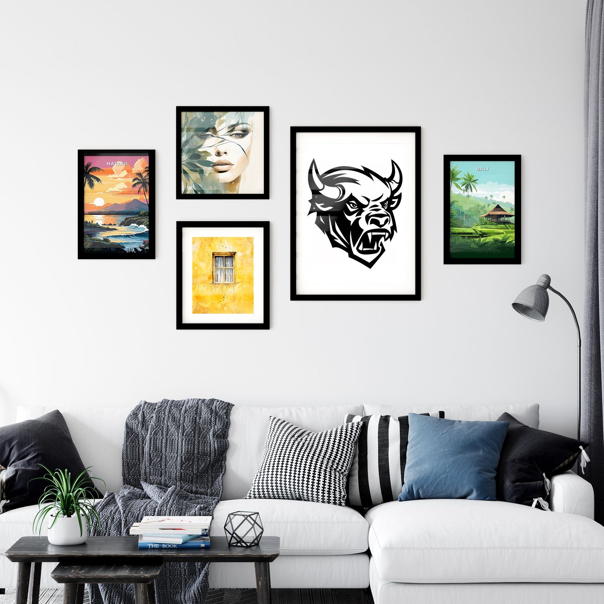 Bold and Vibrant Buffalo Art: Vinyl Sticker Style, Black and White Painting with Clean White Background - Clear, High-Quality Image Default Title