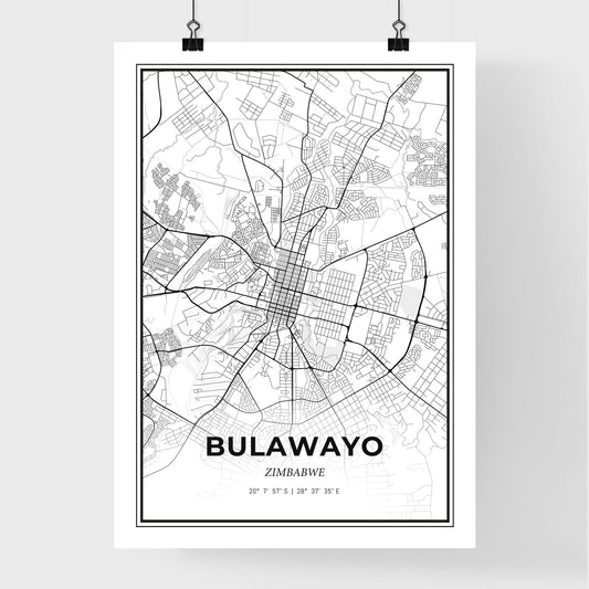 Bulawayo Zimbabwe - Premium City Map Poster