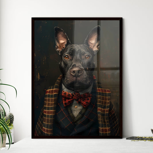 Artful Bull Terrier Painting in Suit and Bow Tie: Unique Dog Art for Collectors and Animal Lovers Default Title
