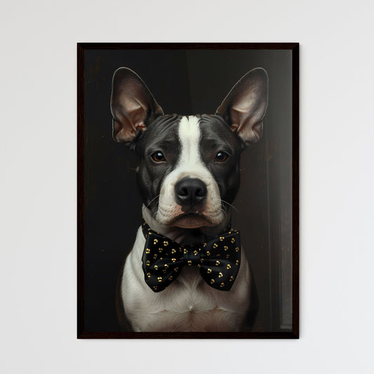 Expressive Artwork: Vibrant Portrait of a Distinguished Bull Terrier Adorned with a Bow Tie Default Title